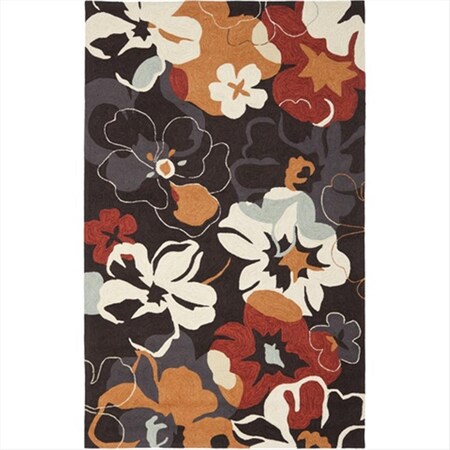 Safavieh 5 x 8 ft. Medium Rectangle- Indoor - Outdoor Four Seasons Black And Orange Hand Hooked Rug FRS228A-5